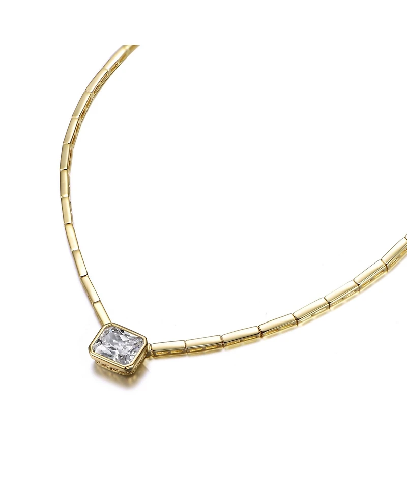 14K Gold Plated Cubic Zirconia East-West Solitaire Necklace