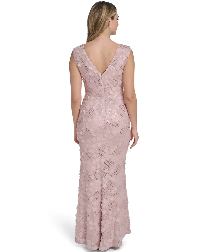 Jessica Howard Women's Sleeveless Extended Shoulder Gown