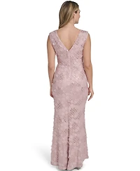 Jessica Howard Women's Sleeveless Extended Shoulder Gown