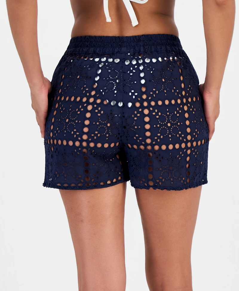 Dotti Women's Eyelet Openwork Dot Beach Shorts