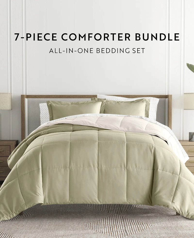 ienjoy Home Bedding Bundle Reversible Pattern -Piece Comforter Set