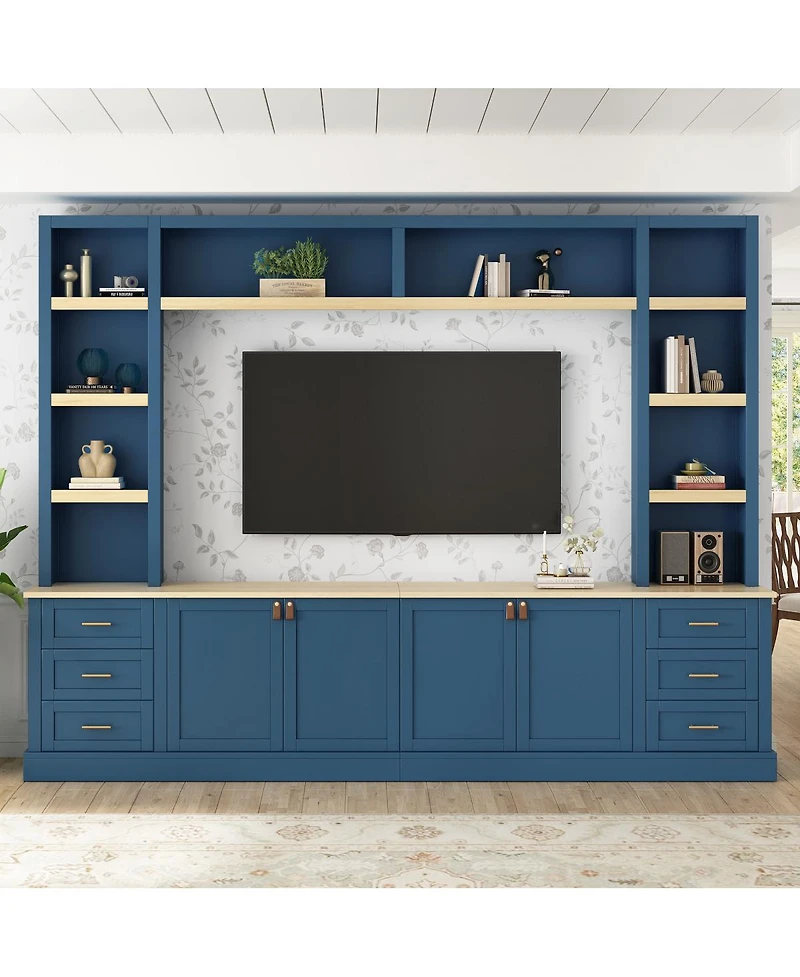 Streamdale Furniture Farmhouse 4-Piece Entertainment Center Wall Unit