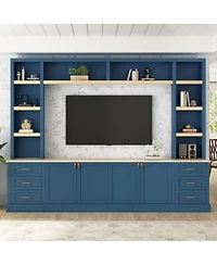 Streamdale Furniture Farmhouse 4-Piece Entertainment Center Wall Unit