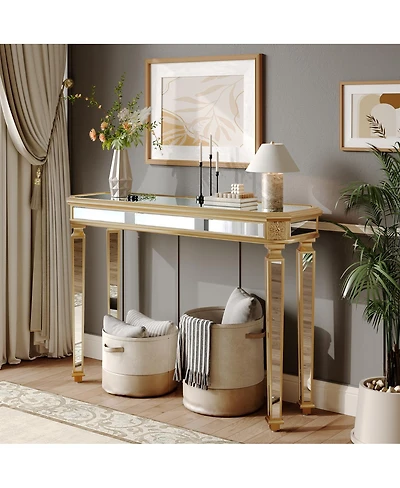 Streamdale Furniture Vintage Wood Grain Mirror Console Table