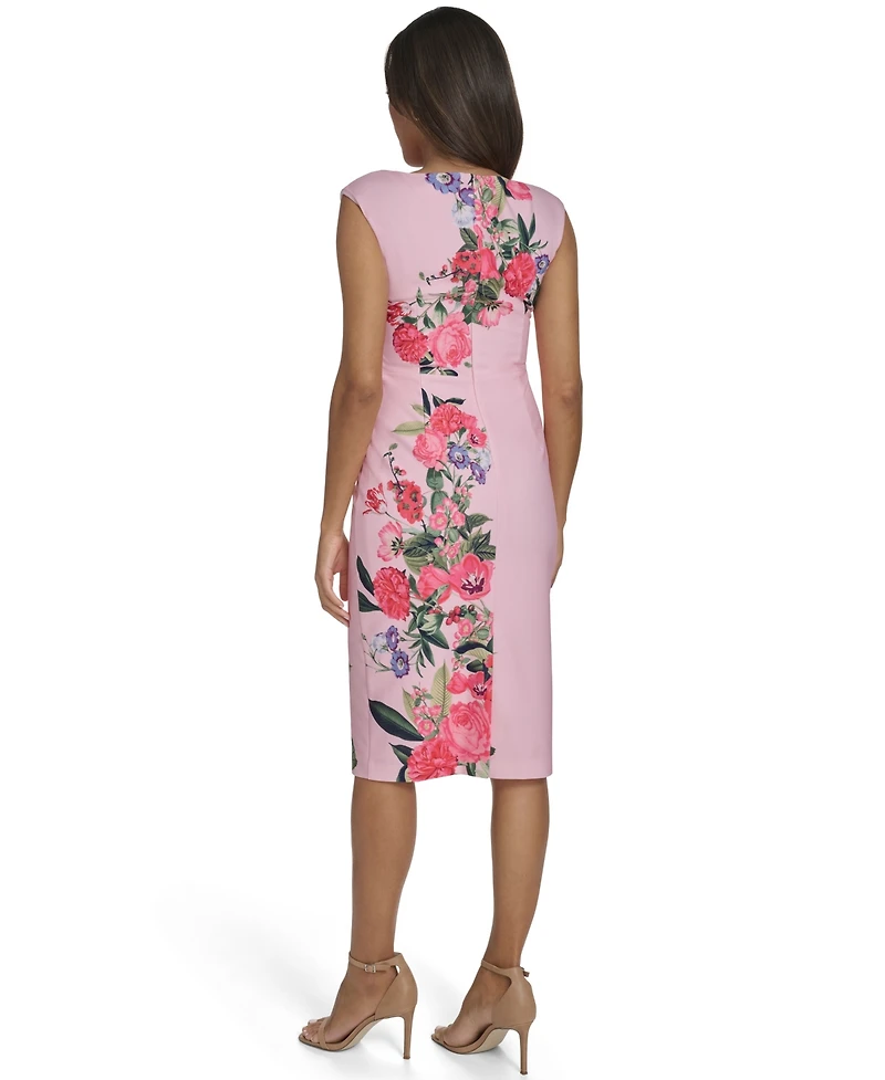 Eliza J Petite Draped Bodice Midi Dress