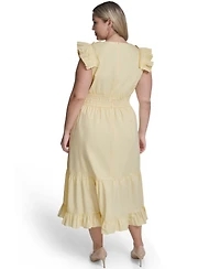 Vince Camuto Plus Flutter-Sleeve Tiered Maxi Dress