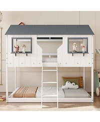 Streamdale Furniture Streamdale Wood Bunk Bed with Roof & Ladder