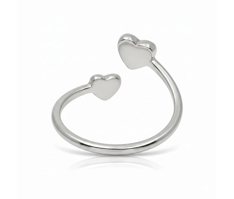 Curata Jewelry Polished Double Love Hearts Adjustable toe ring.