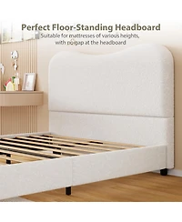 gaomon Bed Frame with Upholstered Headboard, Soft Low Profile Sturdy Platform Rounded Corners Design, Wooden Slats