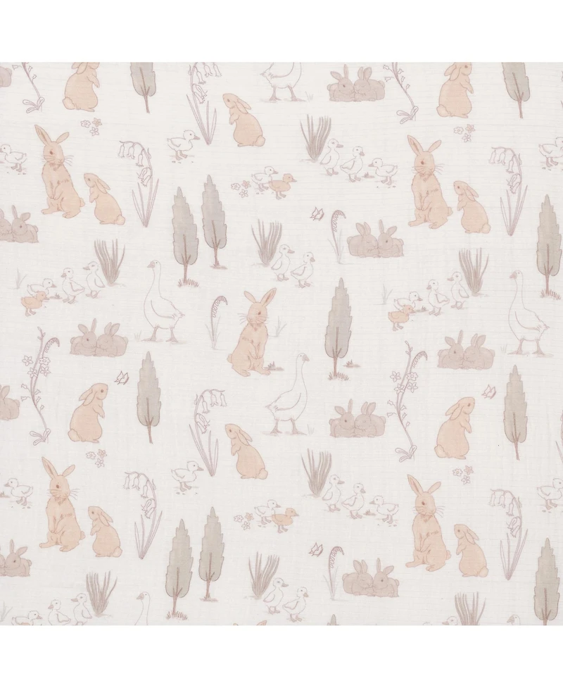 Lambs & Ivy Baby Signature Bunny Hop Organic Cotton Muslin Fitted Crib Sheet