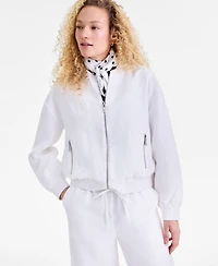 Charter Club Women's 100% Linen Bomber Jacket, Macy's Exclusive