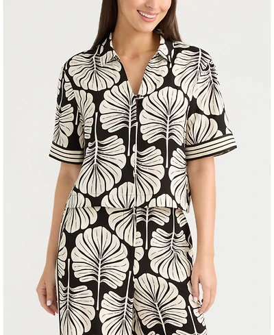 Ellen Tracy Women's Boxy Top with Stripe Cuff