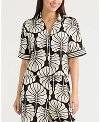 Ellen Tracy Women's Boxy Top with Stripe Cuff