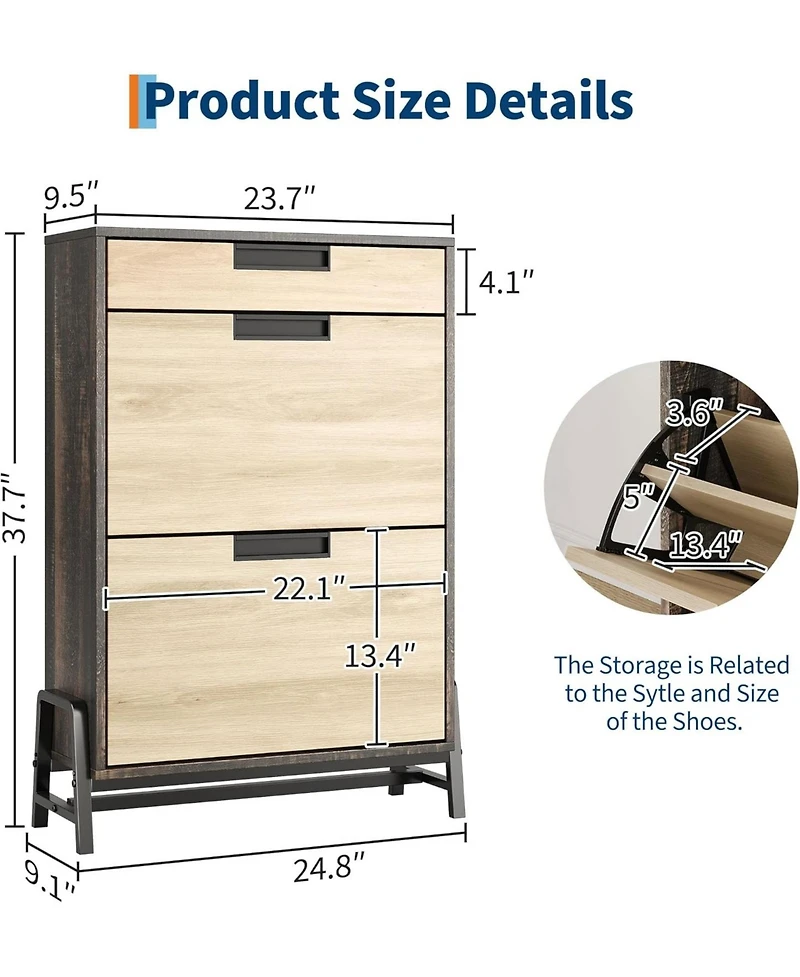 gaomon Oak Farmhouse Narrow Entryway Shoe Cabinet