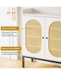 gaomon Rattan 3-Door Shoe Cabinet