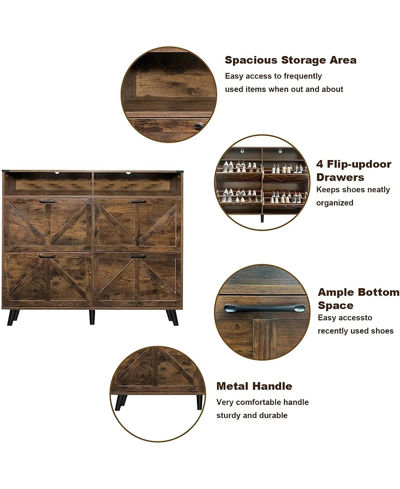 gaomon Farmhouse Slim Entryway Shoe Cabinet