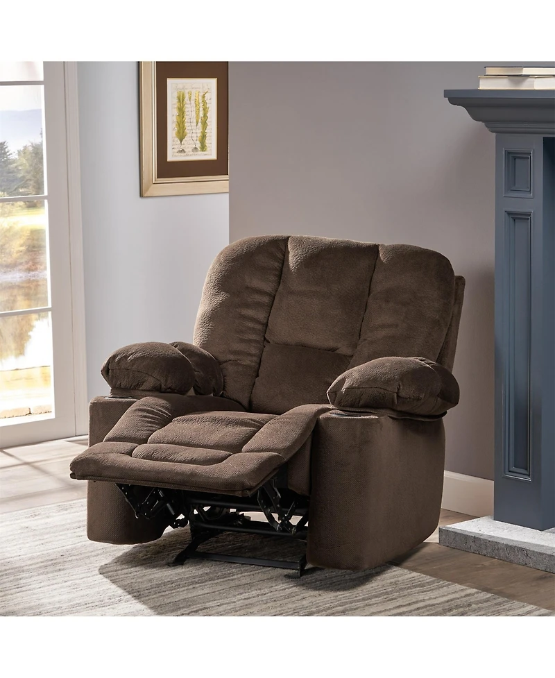 Clihome Manual Recliner Chair with Cup Holders, Chocolate Upholstered