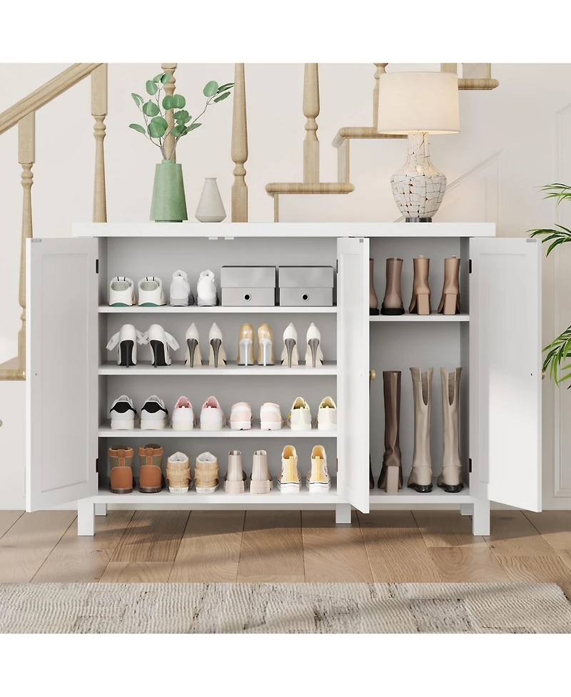 gaomon Farmhouse 35-Inch 4-Tier Shoe Cabinet with Doors, Entryway Shoe Storage