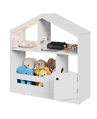 gaomon 2-Tier Kids Bookshelf and Toy Storage with Toy Storage & Motion Sensor Light