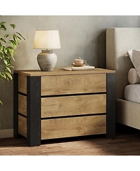 Tribesigns 36" Wide Nightstand Set of 2, Extra Large Night Stand with 3 Drawers, Oversized Nightstand Bedside Table, Farmhouse Side End Table