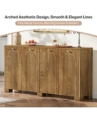 Tribesigns 59" Sideboard, 4-Door Storage Cabinet with Shelves, Buffet Tv Stand, Modern Vintage Coffee Bar Cabinet