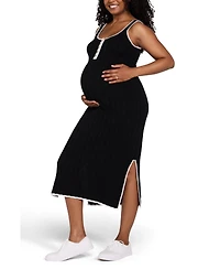 Motherhood Maternity Sleeveless Nursing Henley Midi Dress