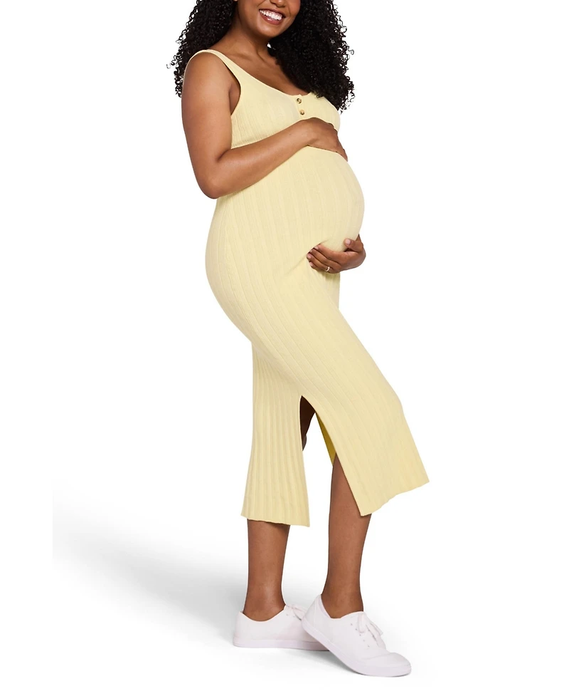 Motherhood Maternity Sleeveless Nursing Henley Midi Dress
