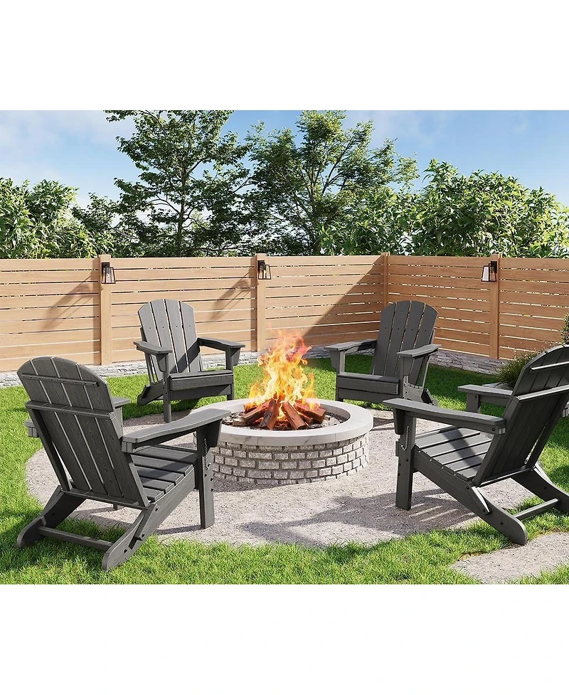 gaomon Set of 4 Folding Adirondack Chairs, Hdpe Plastic Outdoor Seating with Wood Grain Texture, 380 Lbs Capacity, Weather Resistant for Patio, Deck