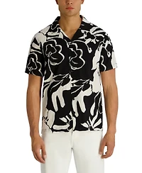 Karl Lagerfeld Paris Men's Seersucker Floral Camp Collar Textured Shirt