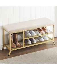 gaomon 2-Tier Metal Mesh Shoe Rack Bench