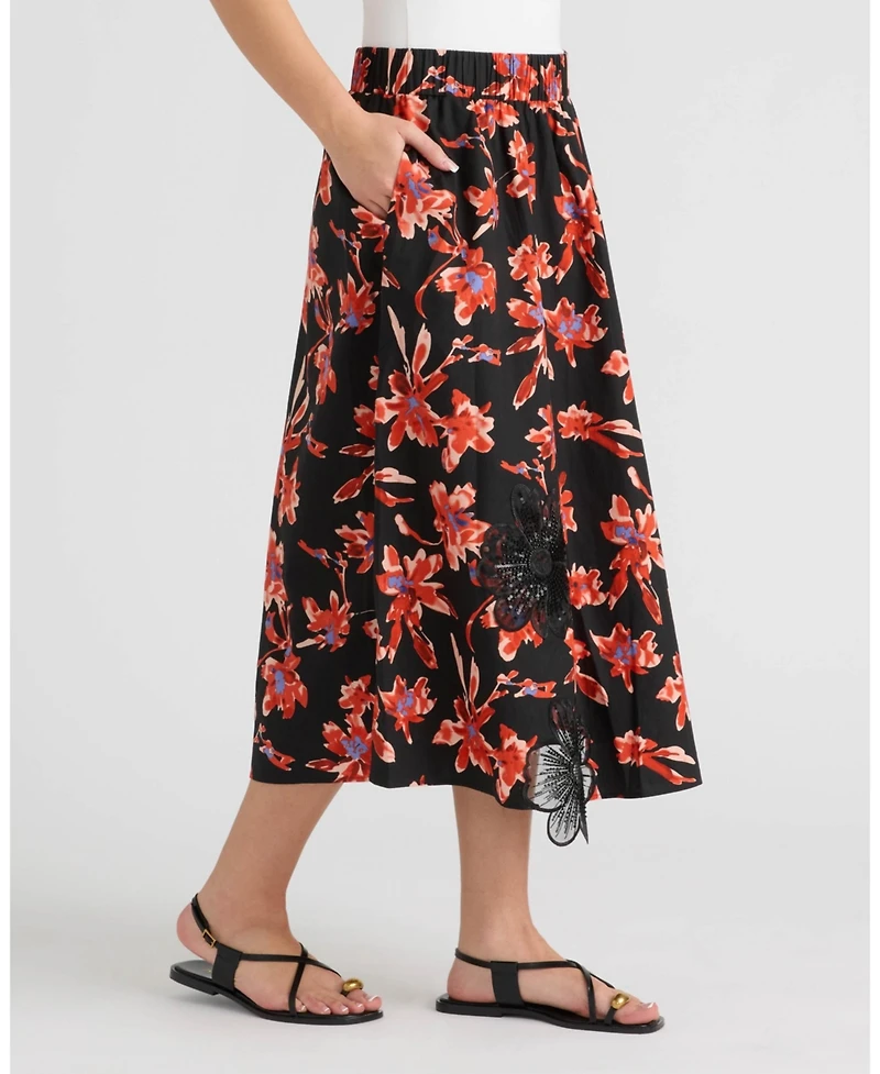 Nvlt Women's Floral Applique Midi Skirt