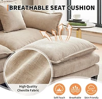 gaomon 112" Modular Sectional Sofa, L-Shape Cloud Couch/Deep Seat/Armrest/Plush Corduroy Fabric, No Assembly Required, Space-Saving