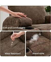 gaomon 360° Swivel Rocking Recliner Chair, Manual Fabric Nursery Recliner Glider with with Massage and Heating, Extented Footrest