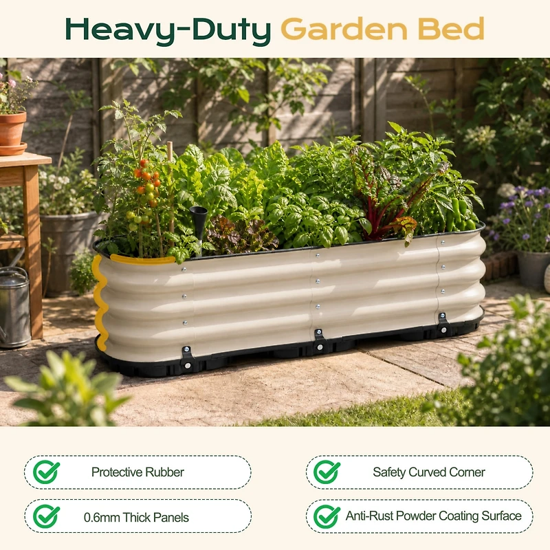 Aoodor Galvanized Raised Garden Bed, Self-Watering Planter Box with Drainage Plug and Water Reservoir