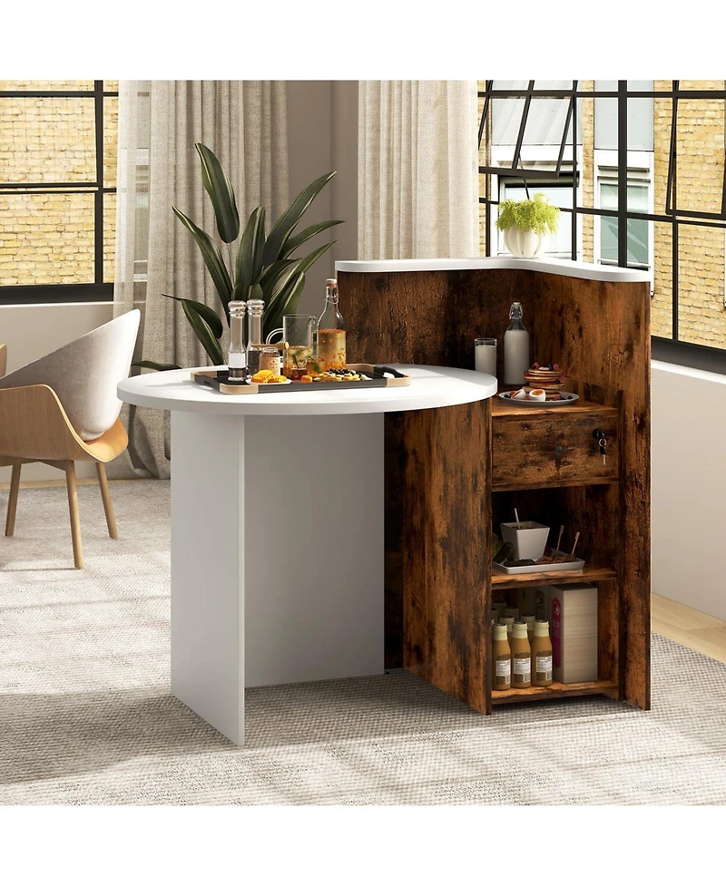 Mecale Front Reception Desk with Open Shelf and Drawer