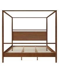 Streamdale Furniture Solid Wood Canopy Bed Frame, Four Posters, King, Walnut