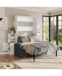 Streamdale Furniture Queen Size Wall Murphy Bed with Sofa and Storage Cabinets