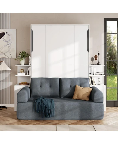 Streamdale Furniture Queen Size Wall Murphy Bed with Sofa and Storage Cabinets