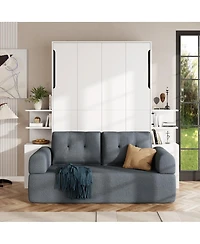 Streamdale Furniture Queen Size Wall Murphy Bed with Sofa and Storage Cabinets