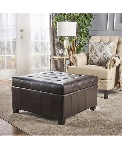 Streamdale Furniture Upholstered Tufted Pu Leather Storage Ottoman