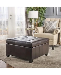 Streamdale Furniture Upholstered Tufted Pu Leather Storage Ottoman