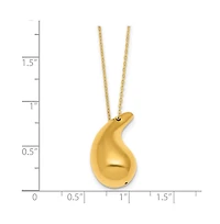 Curata Jewelry Solid 18k Italian 18" Abstract Polished Puffed Teardrop Necklace