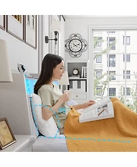 Streamdale Furniture Queen Bed Frame with Ergonomic Headboard, Outlets, Led Light & Storage Shelf