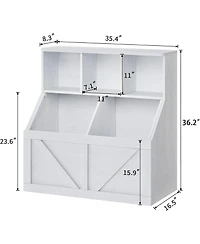 gaomon Kids Bookshelf and Toy Storage – Wooden Toy Organizer with Storage Cabinet and Shelf, Toddler Bookcase for Playroom, Bedroom, Nursery