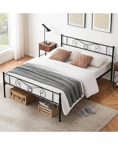gaomon Queen Bed Frame Platform with Headboard and Footboard Metal Bed Mattress Foundation with Storage
