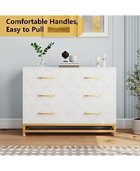 Gaomon 6 Drawer Bedroom Dresser with Large Capacity, Wooden Chest with Metal Handle for Bedroom, Living Room, Hallway and Entryway