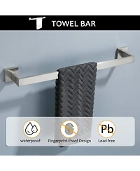 Rainsken 5 Pieces Bathroom Hardware Set, Towel Bar, Towel Holder, Toilet Paper Holder and Towel Hook