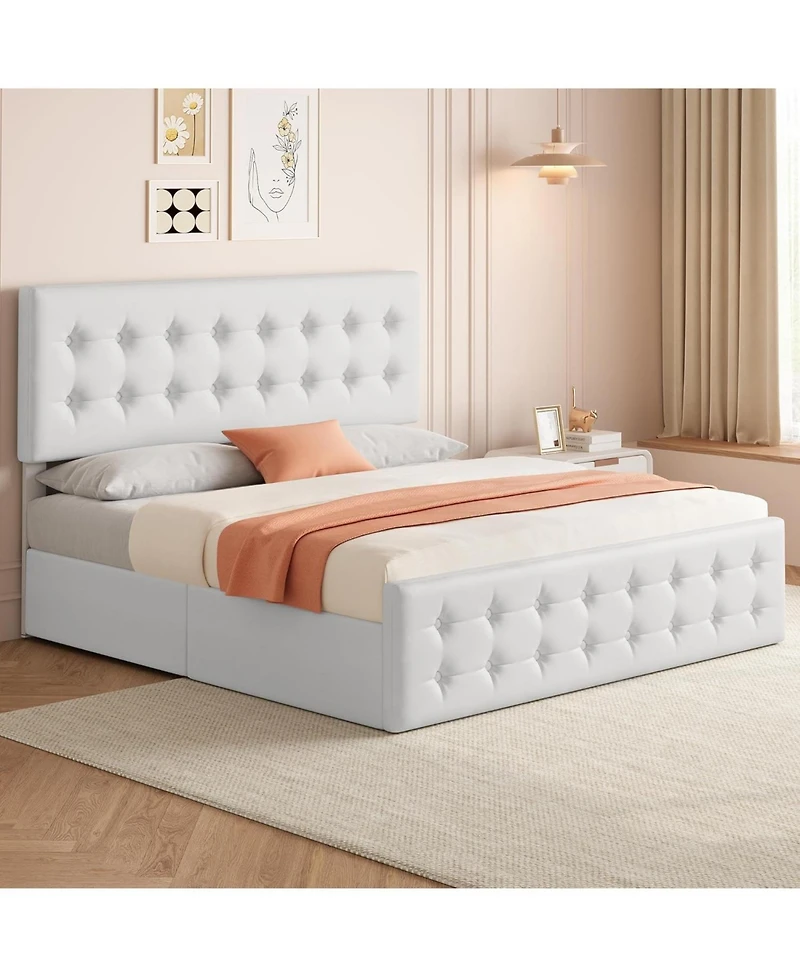 gaomon Bed Frame with 4 Storage Drawers Headboard