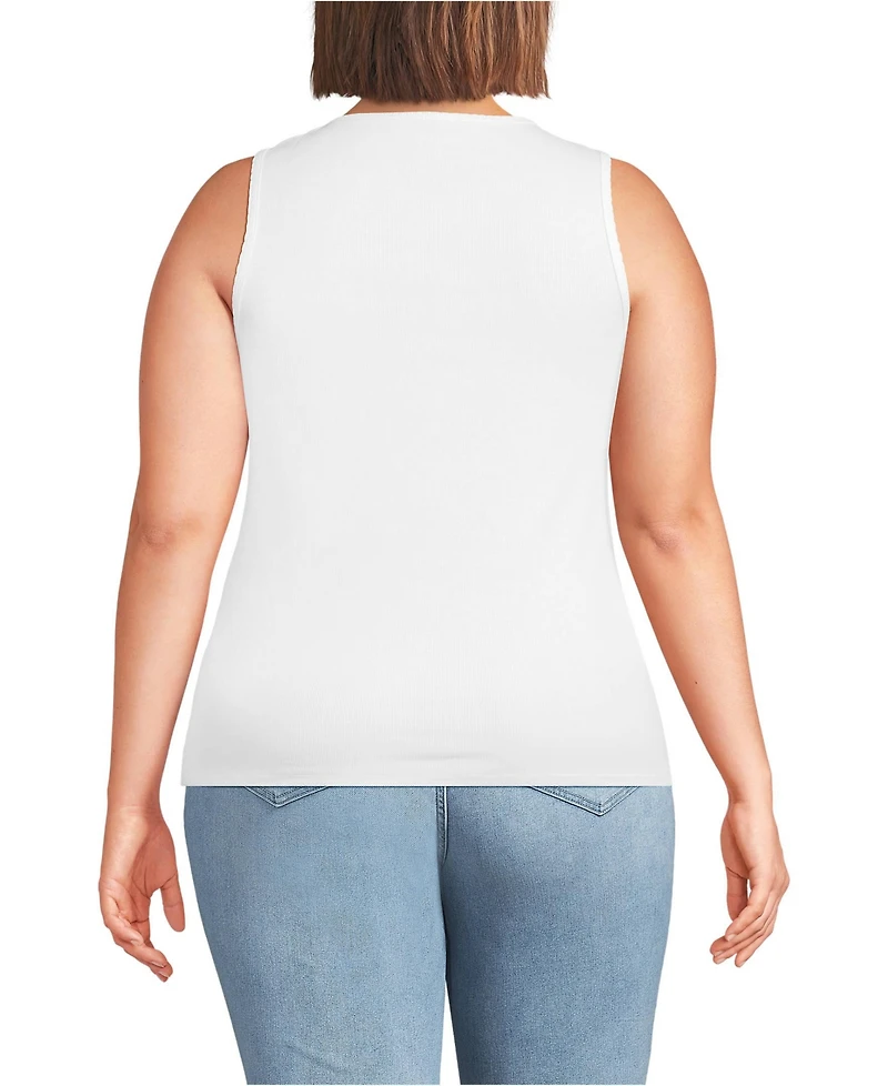Lands' End Plus Micro Rib Square Neck Tank