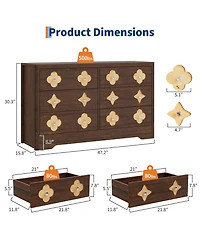 gaomon 6 Drawer Dresser for Bedroom, Wide Boho Chest of Drawers with Wooden Storage Cabinet and Decorative Front Organizer